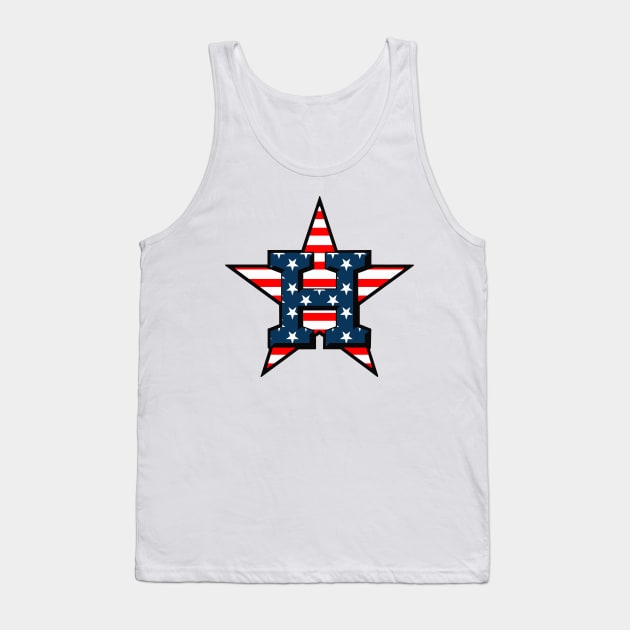 Houston H Stro American Flag Tank Top by LED Graphix